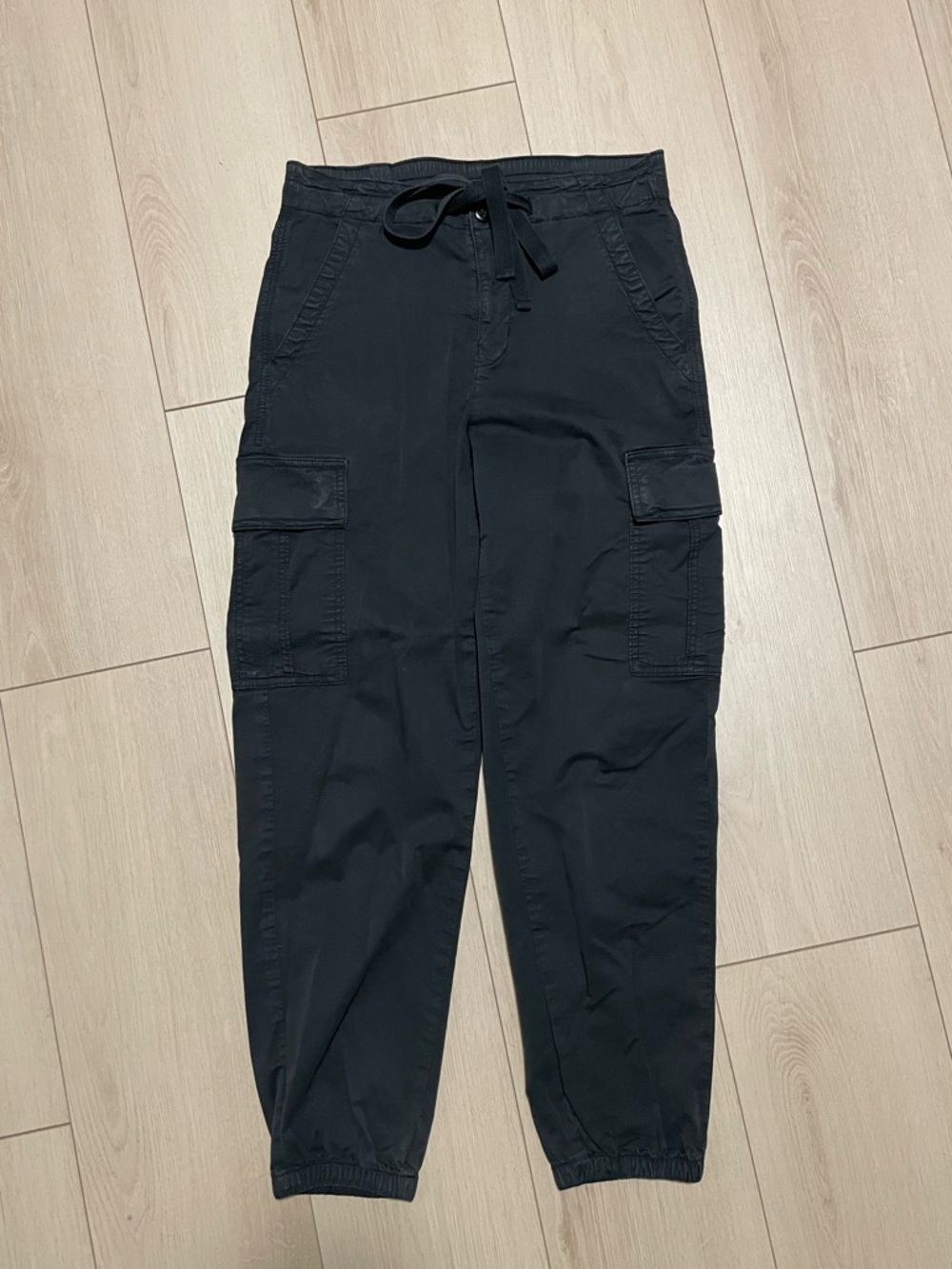 American Eagle Outfitters Black Cargo Jogger Pants with Drawstring Waist